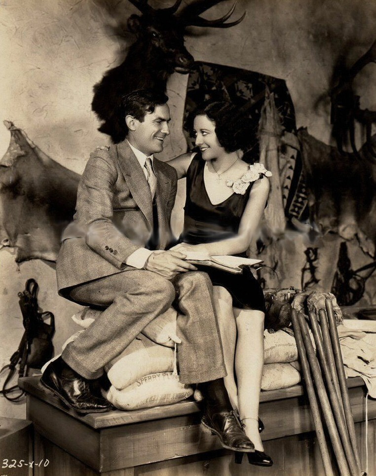 1928. On the set of 'Rose-Marie' with director Lucien Hubbard.