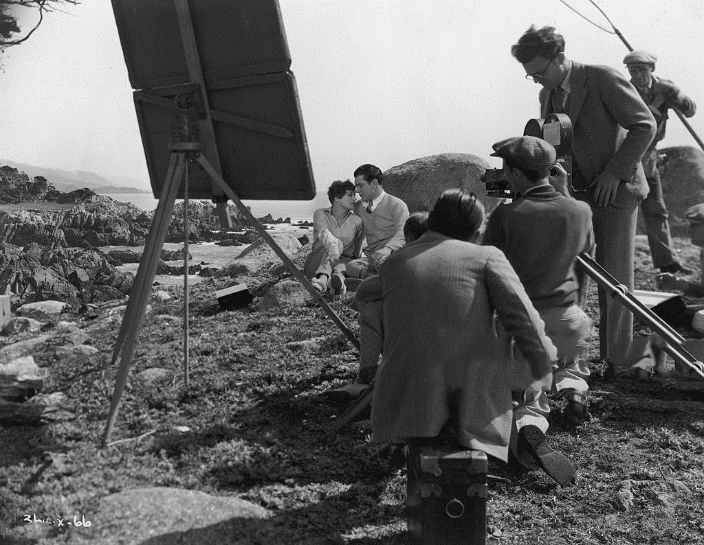 1928. On the set of 'Our Dancing Daughters' with Johnny Mack Brown.