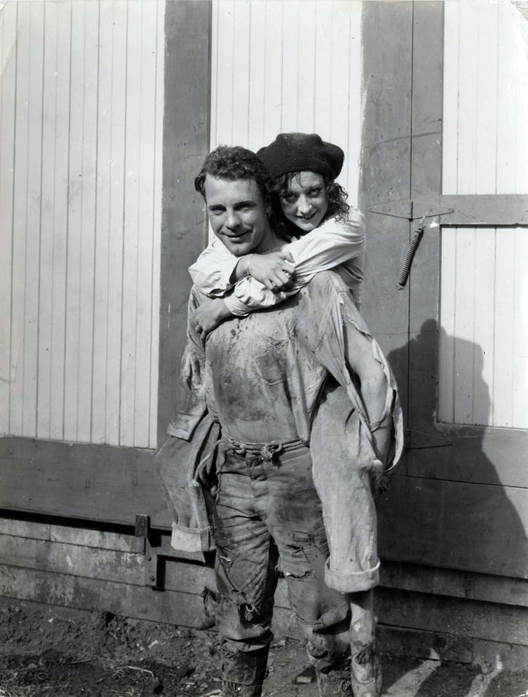 1928. On the set of 'Rose-Marie' with James Murray.