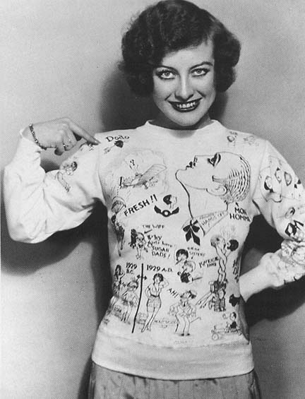 1929. With her handmade 'Dodo' sweater.