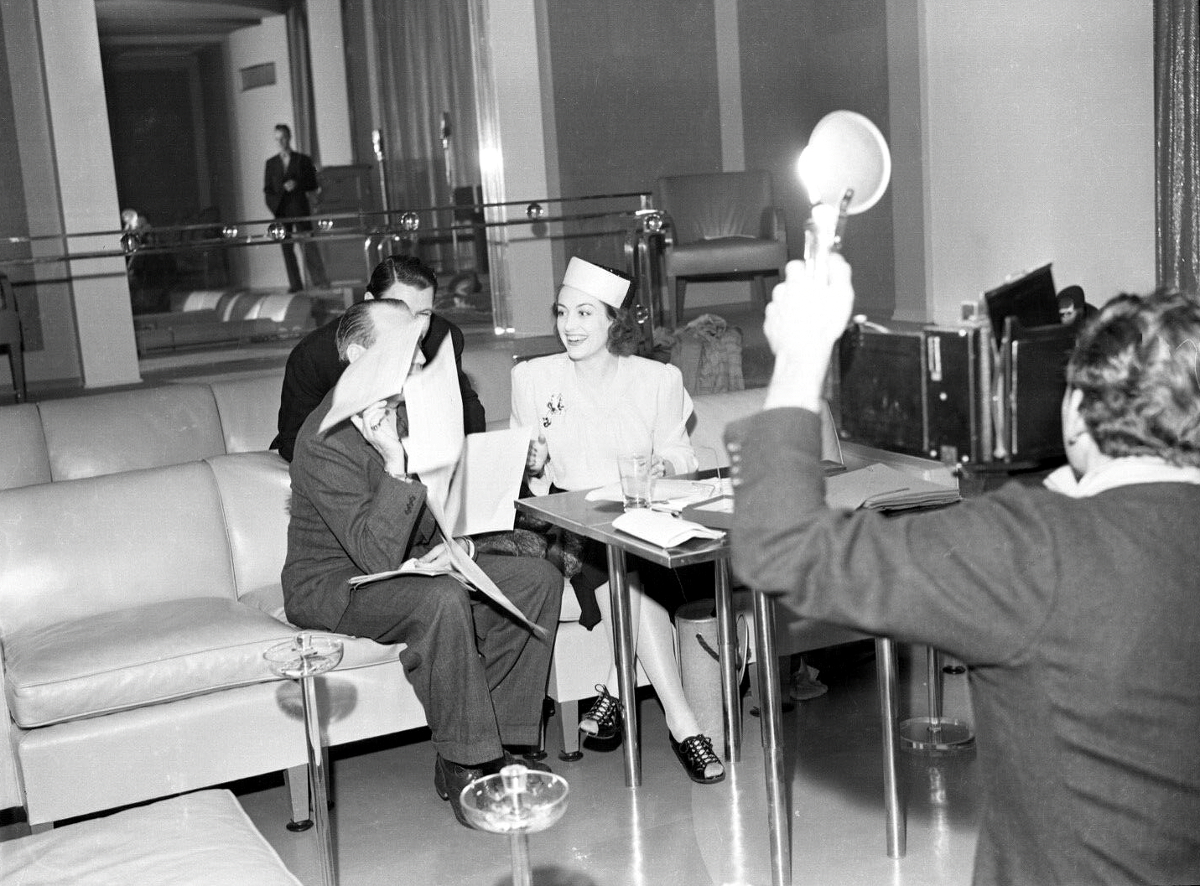 January 8, 1939. With Jack Benny on the set of the CBS radio 'Screen Guild Players' show.