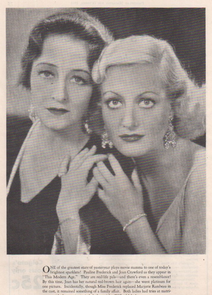 1931. Publicity for 'This Modern Age' with Pauline Frederick.