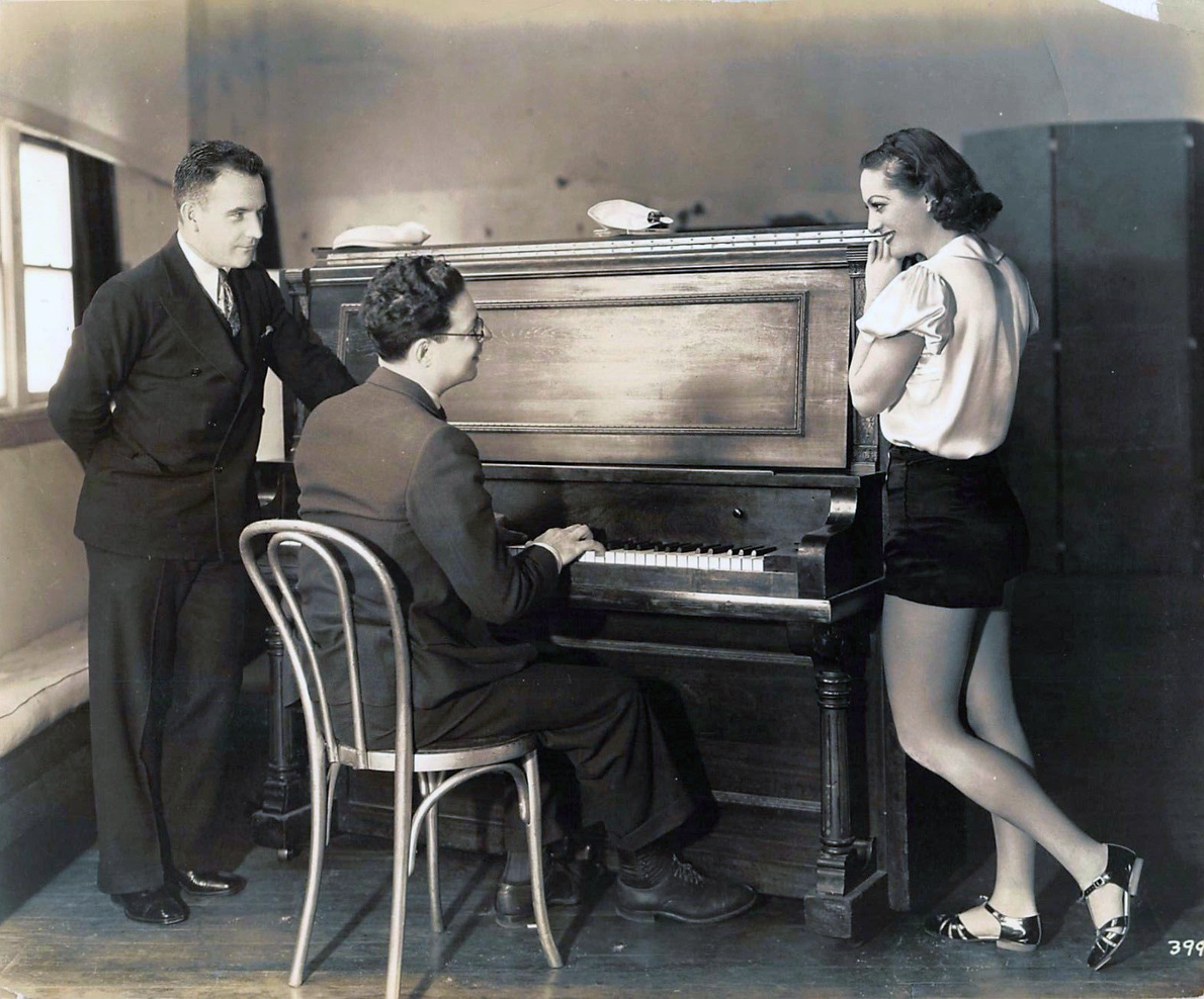 November 1932. On the set of 'Dancing Lady.'