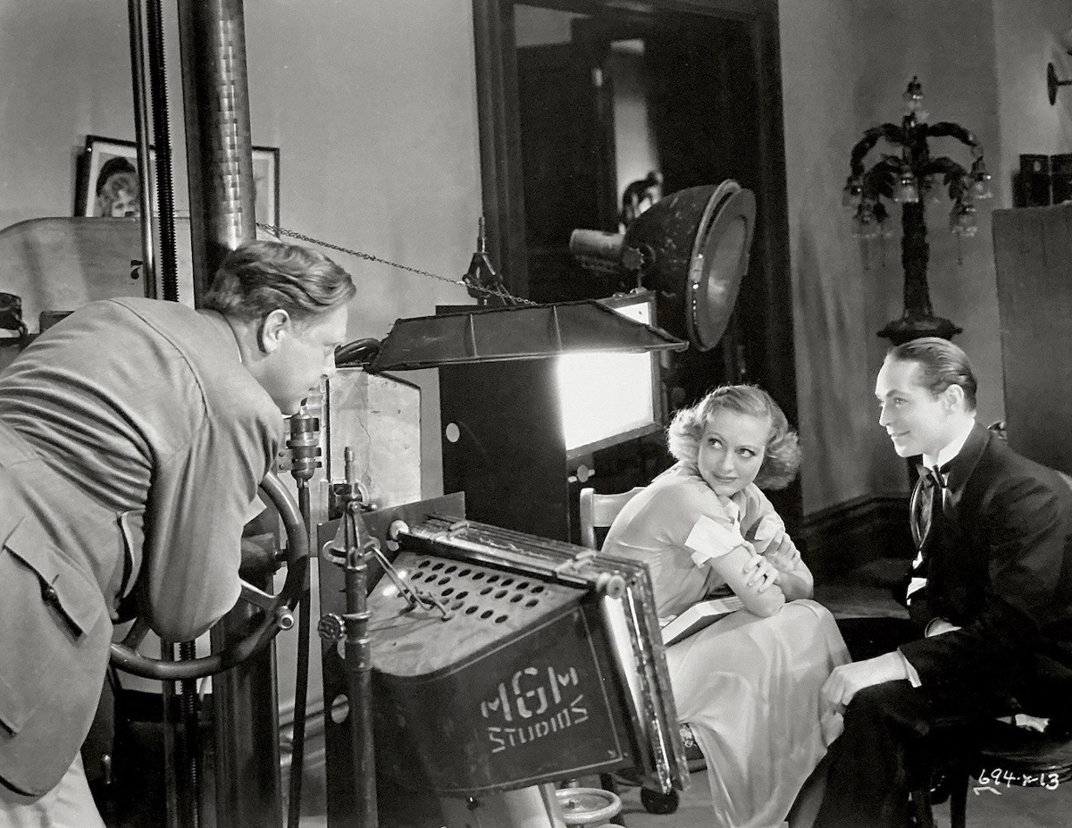1933. 'Dancing Lady' set with director Leonard and Franchot Tone.