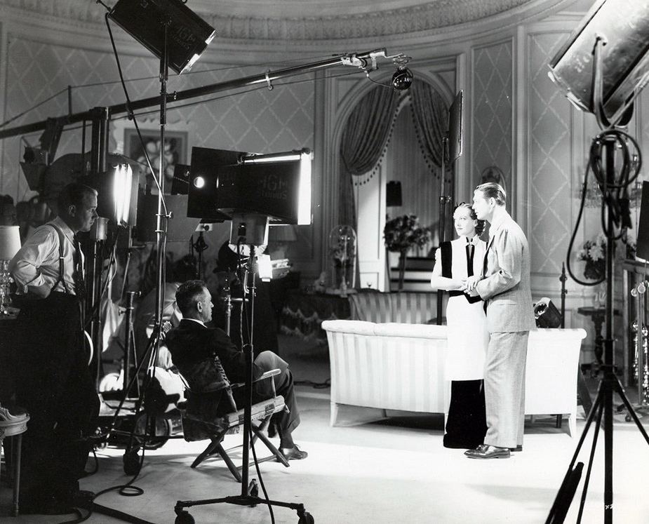 1934. Filming 'Forsaking All Others.'