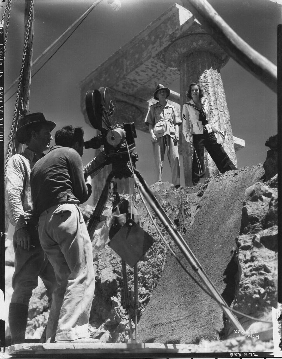 1935. On the set of 'I Live My Life' with Sterling Holloway and crew.