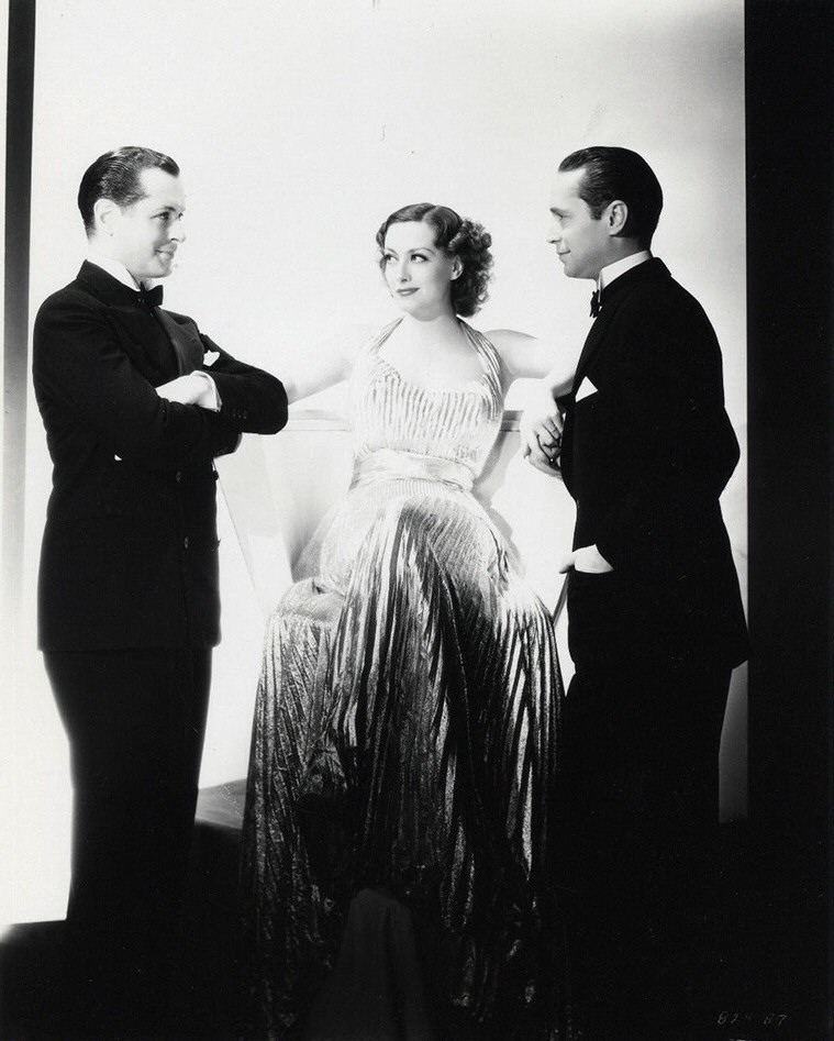 1935. 'No More Ladies' publicity with Robert Montgomery and Franchot Tone.