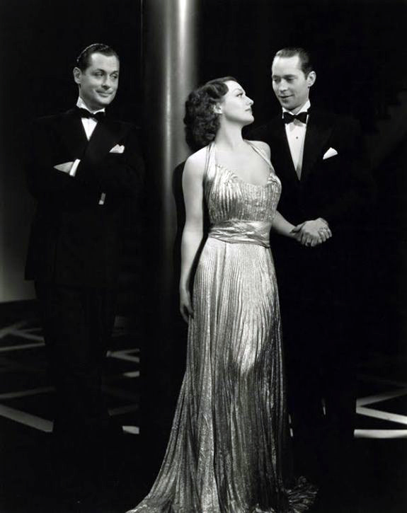 1935. 'No More Ladies' publicity with Robert Montgomery, left, and Franchot Tone.