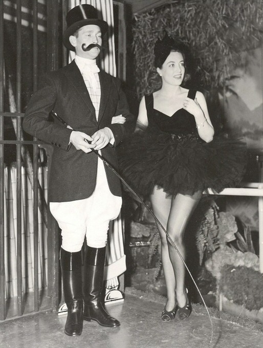 1937. At a studio Halloween party with husband Franchot Tone.