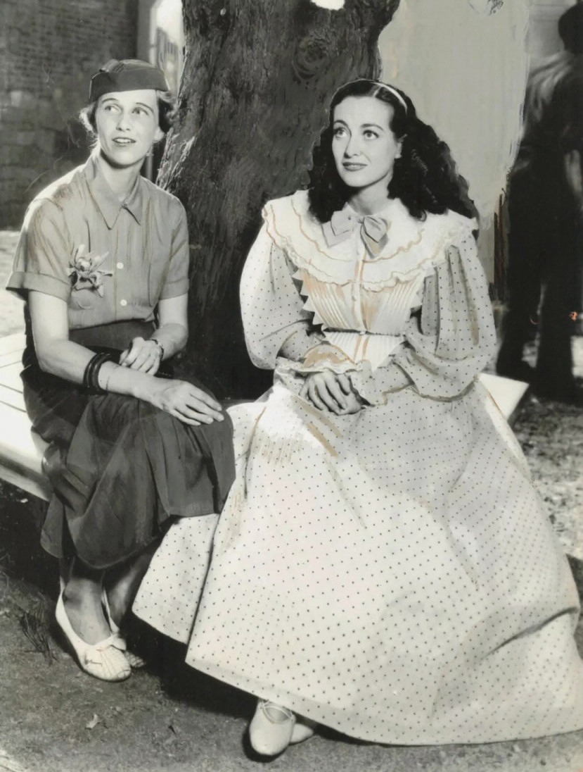 1936. On the set of 'Gorgeous Hussy' with Anna Roosevelt Boettiger.