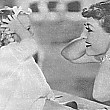 1935. On the set of 'No More Ladies,' with niece Joan LeSueur.