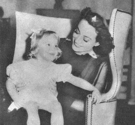 1937. On the set of 'Cheyney' with niece Joan LeSueur.