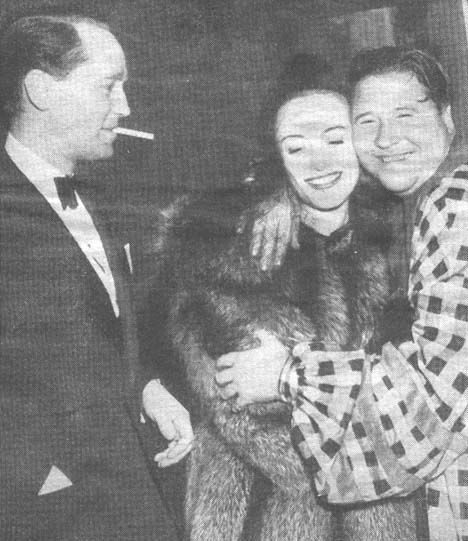 Oct. 28, 1937. With husband Franchot Tone and Jack Oakie.