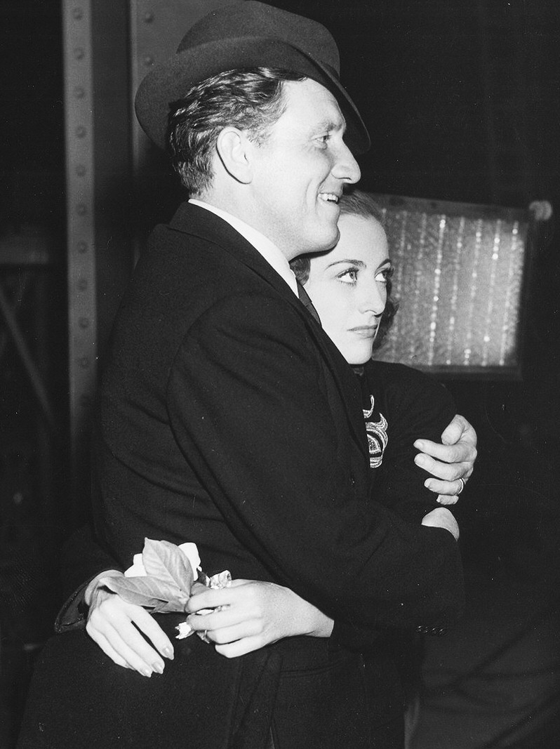 1938. On the set of 'Mannequin' with Spencer Tracy.