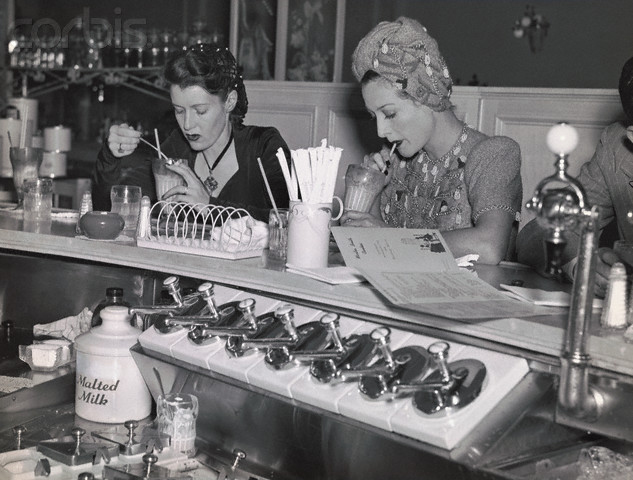 1939. With Alice Thompson at CC Brown's soda fountain in Hollywood.