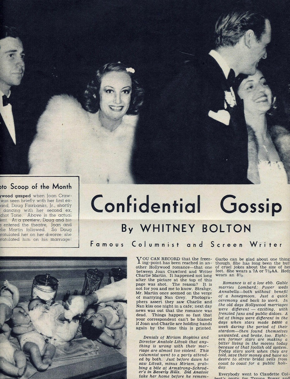 Late April, 1939. Recently divorced Joan, date Charles Martin, and newly married ex Doug Fairbanks, Jr., and wife Mary Lee.