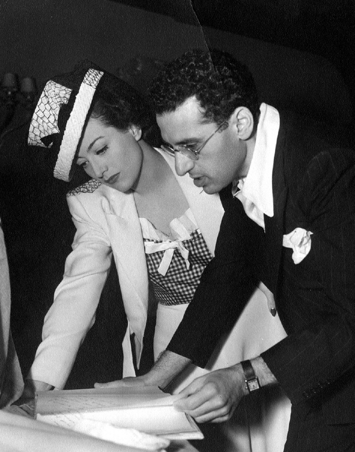 1940. On the set of 'Susan and God' with director George Cukor.