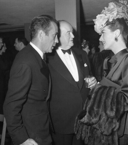 1942. At unknown event with Humphrey Bogard and Sydney Greenstreet.