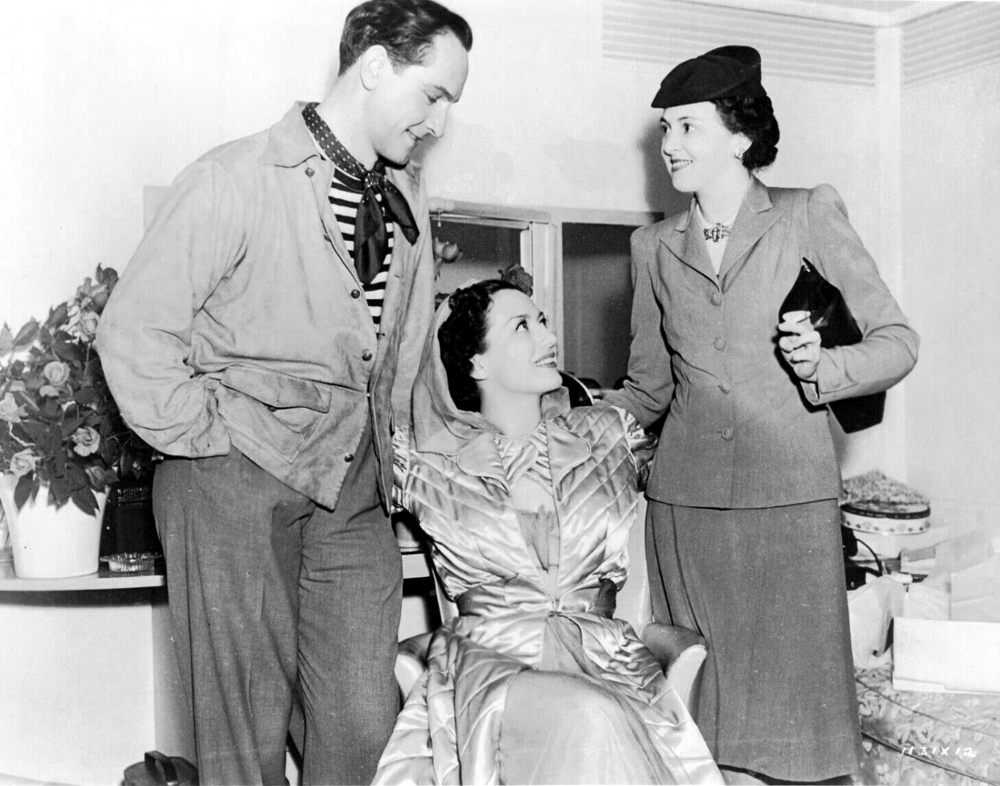 1940. On the set of 'Susan and God' with Fredric March and his wife Florence Eldridge.