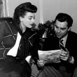 1943. On the set of 'Above Suspicion' with husband Phillip Terry.