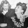 1945. Warners reception for Joan at NYC's Sherry-Netherland hotel. With Nancy Walker.