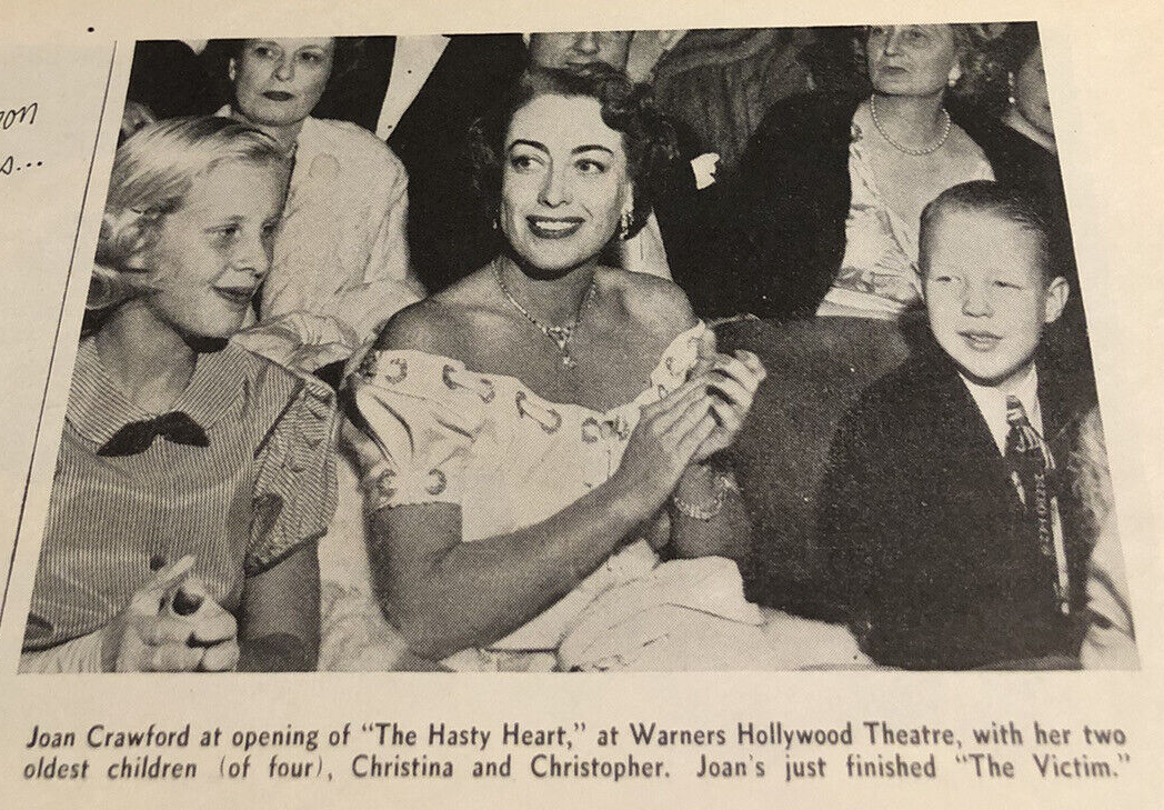 1950. At the premiere of 'The Hasty Heart' with Christina and Christopher.