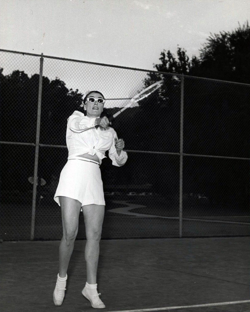 1953. Tennis at home. Shot by Len Weissman.