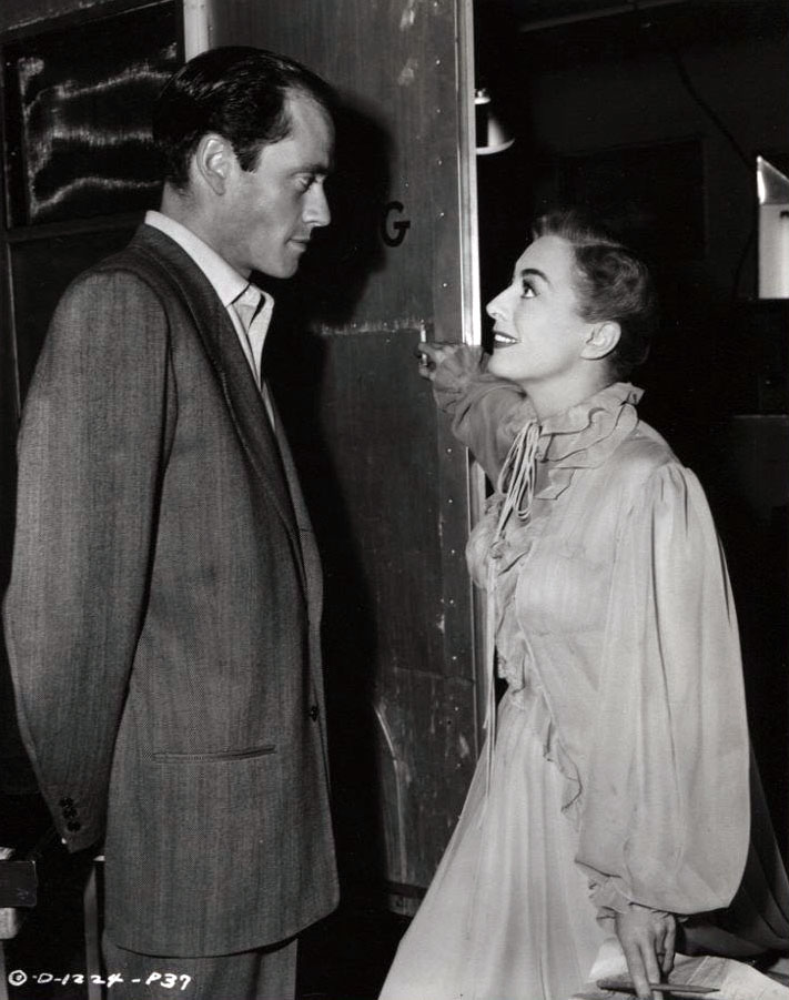 1950. On the set of 'Harriet Craig' with Mel Ferrer.