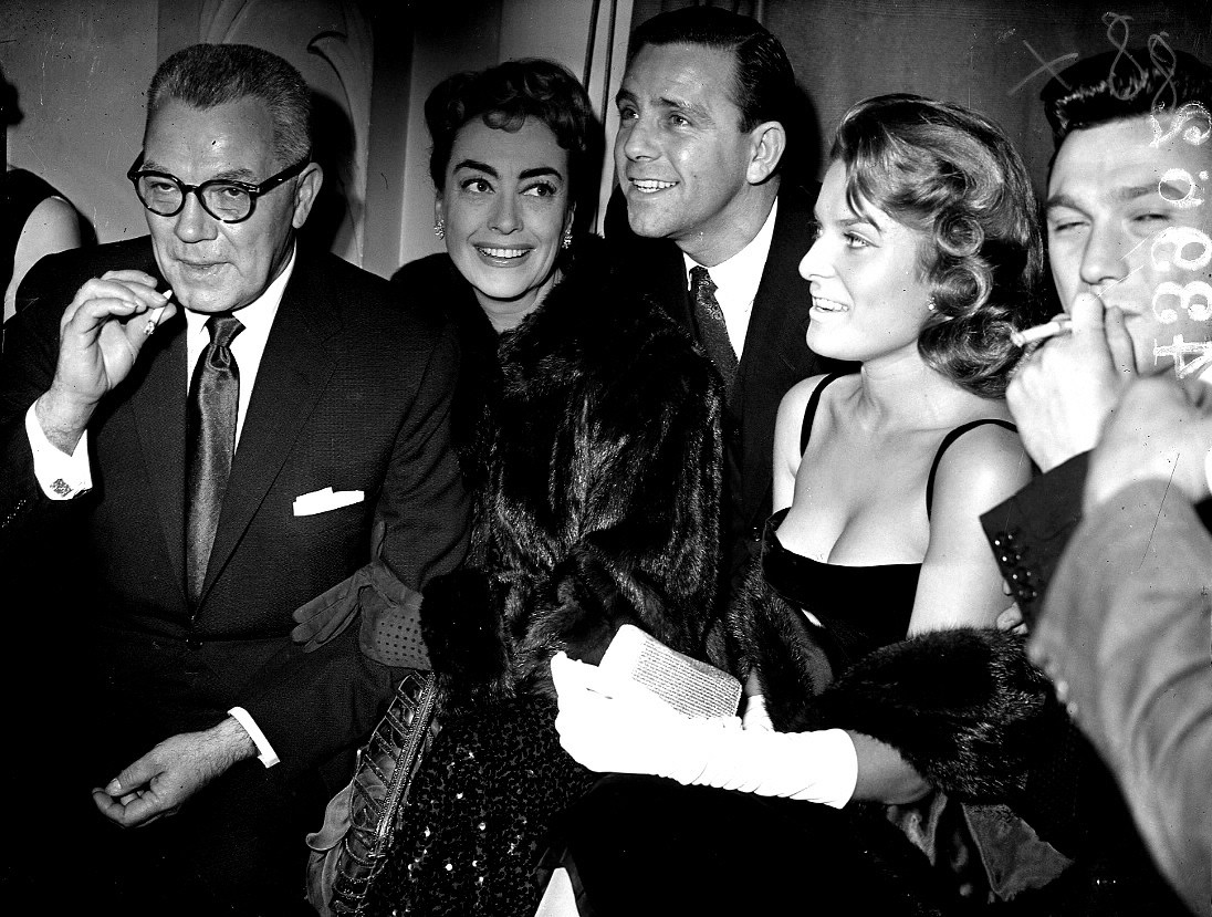 1956 in London with husband Al, Norman Wisdom, Belinda Lee, Laurence Harvey.