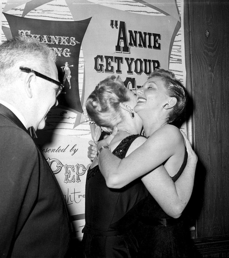 October 1957. At the NBC premiere of 'Annie Get Your Gun' with Al Steele and Mary Martin.