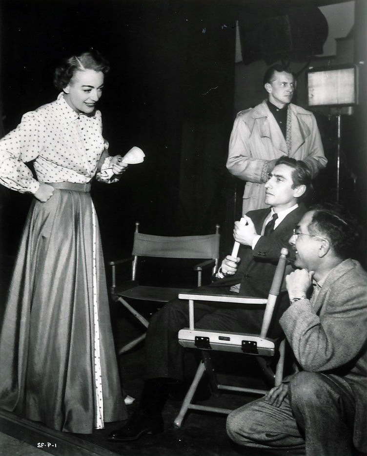 1952. On the set of 'Sudden Fear.'