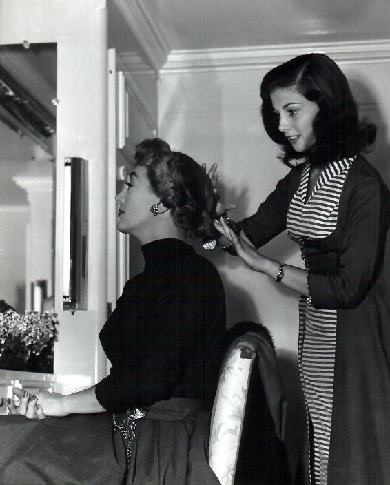 1953. On the set of 'Torch Song' with Pier Angeli.