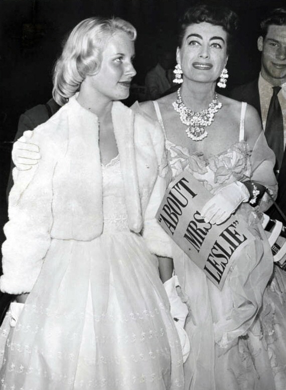 June 1954. At the premiere of 'About Mrs. Leslie' with daughter Christina.