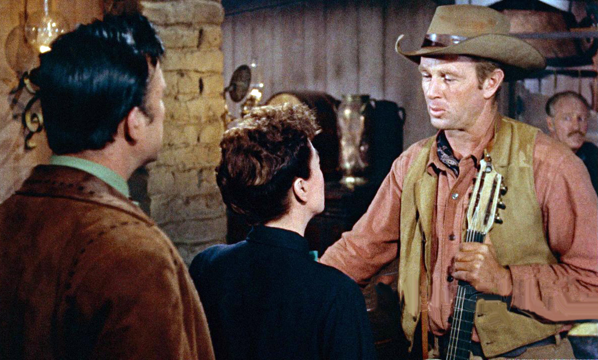 1954. 'Johnny Guitar.' With Scott Brady, left, and Sterling Hayden.