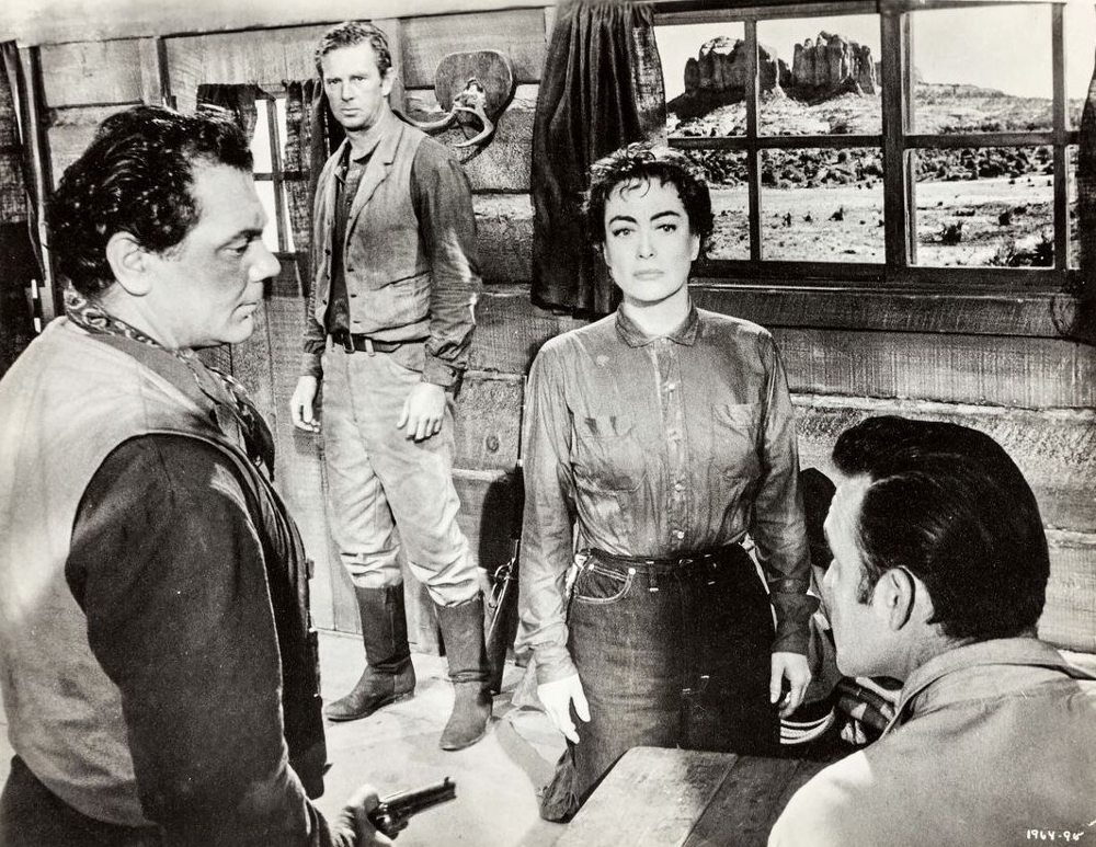 1954. 'Johnny Guitar.' With Borgnine, Hayden, and Brady.