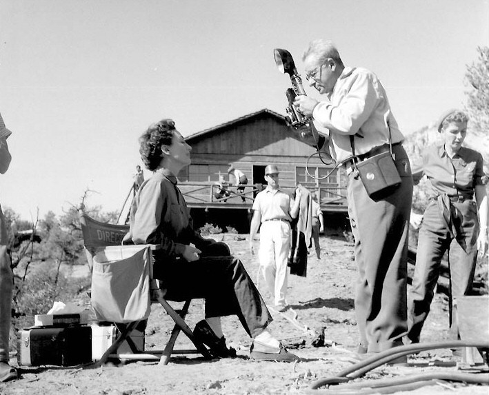 1954. On the set of 'Johnny Guitar.'