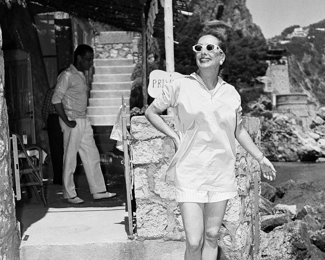 June 1955. On her honeymoon in Capri.