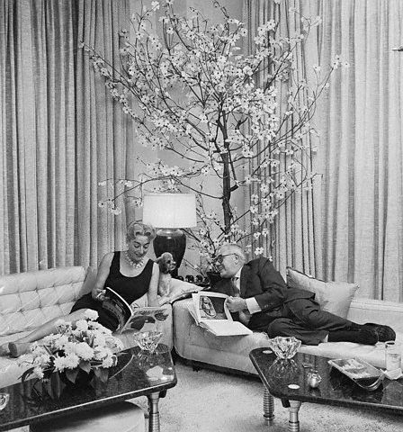 Sept. 27, 1958. Joan and Al at home. 2 East 70th Street, at Fifth Ave.