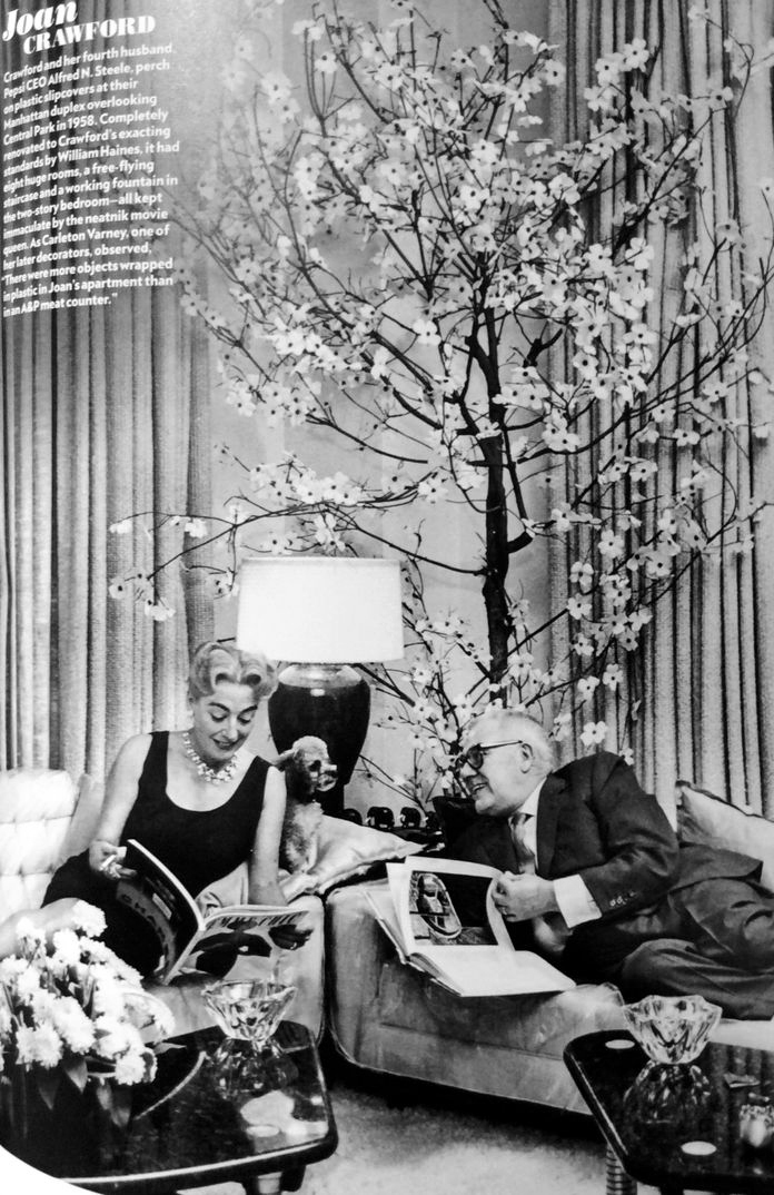 September 1958 at home with husband Al Steele. 2 East 70th Street, at Fifth Ave.