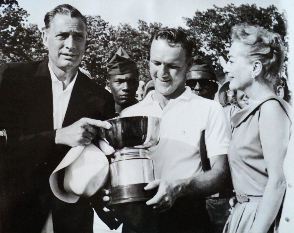 June 1958. With Arnold Palmer (center) at his Pepsi Championship victory at Pine Hollow Country Club in East Norwich, NY. 