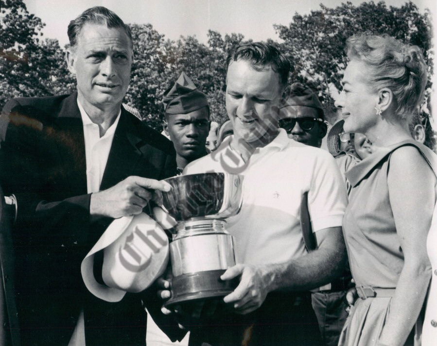 June 1958. With Arnold Palmer (center), winner of the Long Island Open. (Frank Shields at left.)