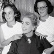 1959. On the set of 'The Best of Everything' with twins Cathy and Cindy.