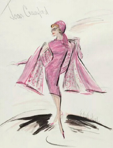 1960s Edith Head costume sketch of Joan Crawford.