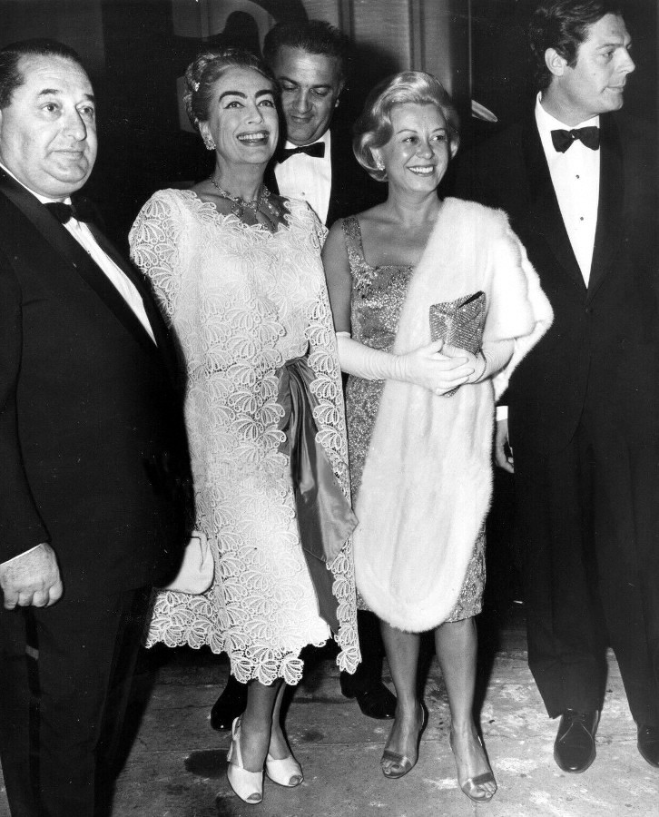 June 25, 1963, at the NYC premiere of Fellini's '8-1/2,' with Marcello Mastroianni (right).