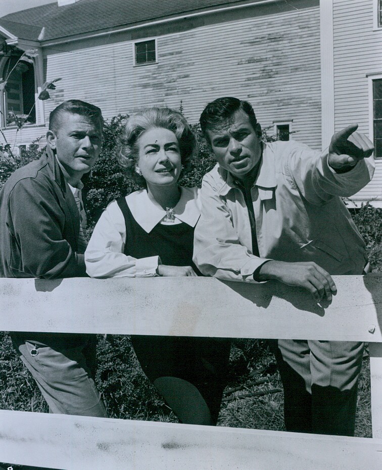 1963. On the set of TV's 'Route 66,' with stars Martin Milner and Glenn Corbett.