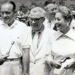 Circa 1958. With sportscaster Harry Wismer, Bob Hope, and husband Al Steele. (Includes press caption.)