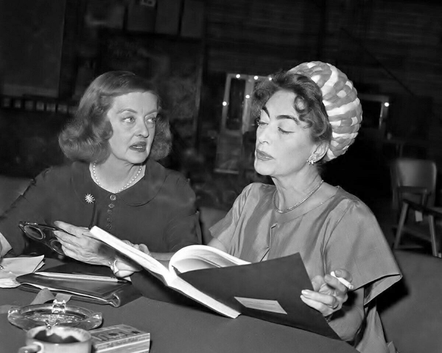 1962. On the set of 'Baby Jane' with Bette Davis.