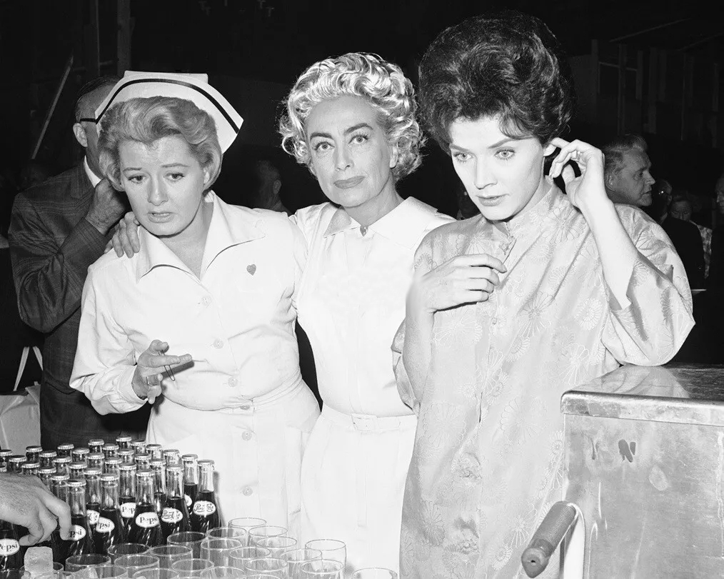 On the set of 'The Caretakers' with Constance Ford (left) and Polly Bergen.