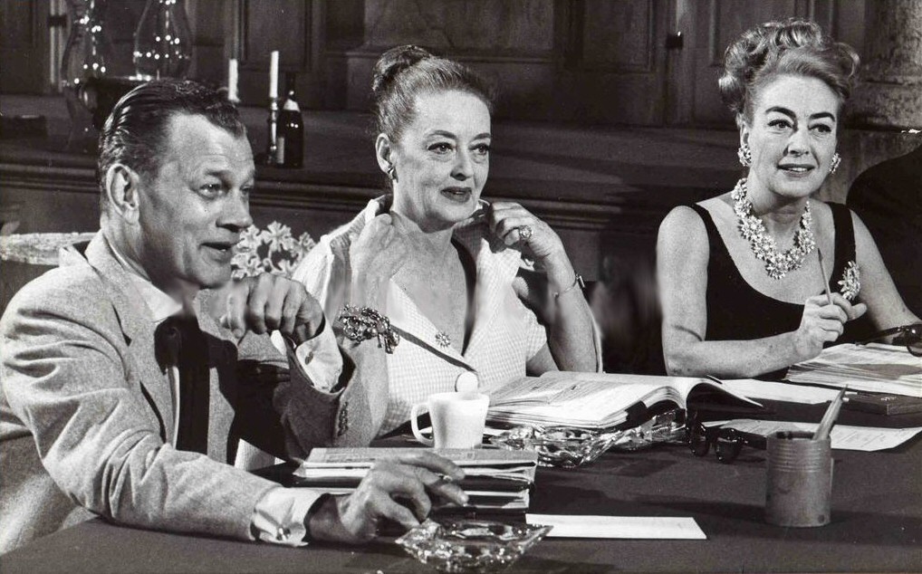 On the set of 'Hush,' with Joseph Cotten and Bette Davis.