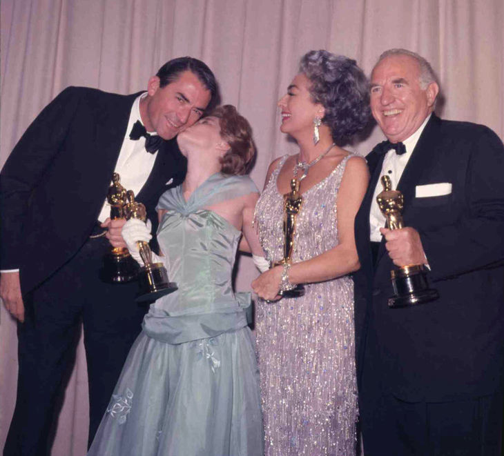 At the 4/8/63 Oscars with Gregory Peck, Patty Duke, and Ed Begley.